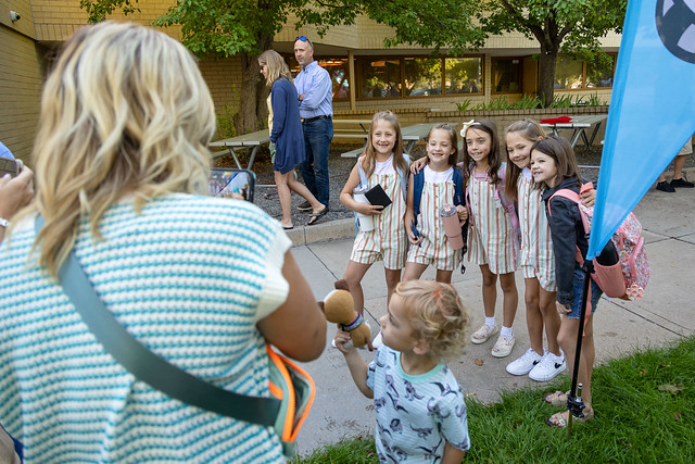 Students gather to celebrate the start of school.