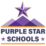 Purple star logo that shows a purple star above purple mountains with 