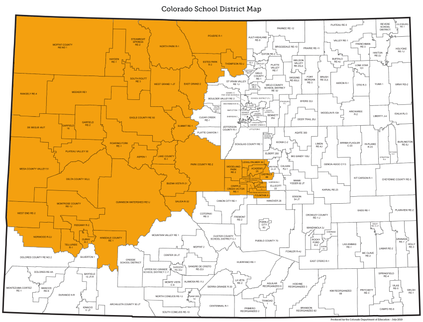 Educator Recruitment and Retention District West Map- this map shows the Western school districts assigned to an ERR Specialist